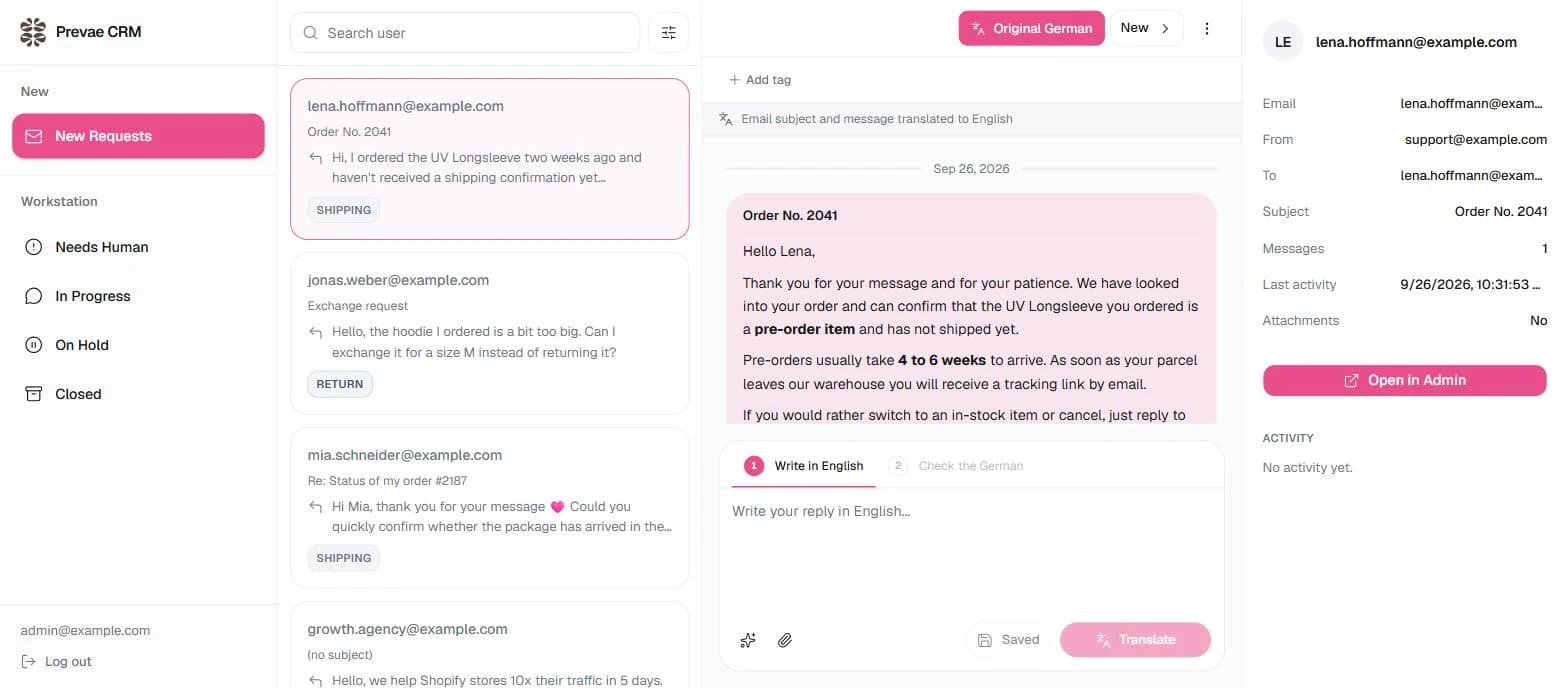 An AI support inbox that syncs, translates, triages and answers customer email, now rolling out to full auto-reply.